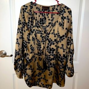 Dana Buchman peasant blouse with tassels. Fun print Size XL